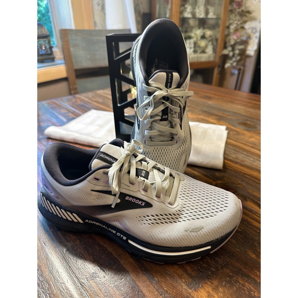 Brooks Adrenaline GTS 23 Womens 9 Wide Grey Black Purple Running Shoes Athletic